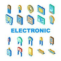 component electronic chip icons set vector