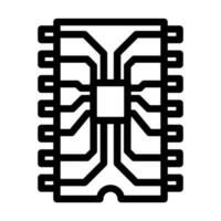 ic chip electronic component line icon vector illustration