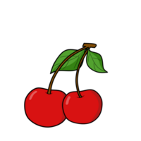 Cherry illustration art with red and green color png