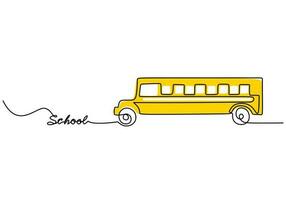 School bus School education object one line drawing continuous design vector