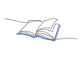 Book - School education object, one line drawing continuous design vector