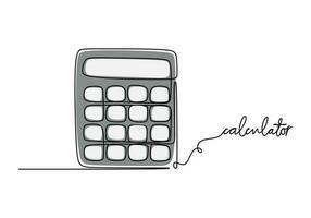 Calculator School education object, one line drawing continuous design vector