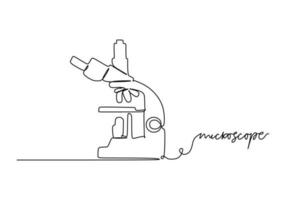 Microscope School education object, one line drawing continuous design vector