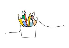 Pencil - School education object, one line drawing design vector