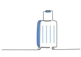 Suitcase - School education object, one line drawing continuous design vector