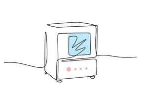 Incubator - Laboratory equipment and tools object, one line drawing vector