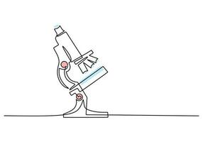 Microscope - Laboratory equipment and tools object, one line drawing vector