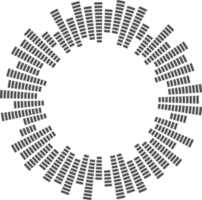 cirkel muziek- gelijkmaker. ronde audio spectrum. concentrisch ritme en explosie. digitaal meetkundig kader png