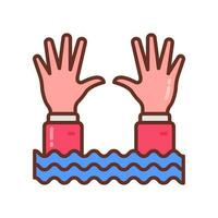 Drowning icon in vector. Illustration vector