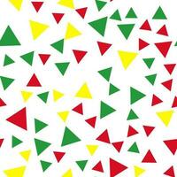 Geometric seamless pattern of vibrant green, red, blue, yellow triangles for textile, paper and other surfaces vector