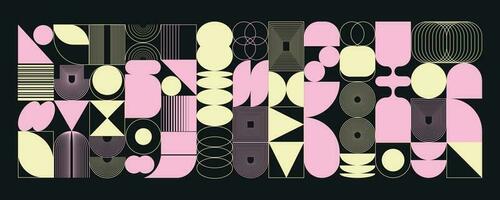 Set of geometric design elements Memphis. Vector abstract geometric lines graphic shapes, in low key style and gentle colors.