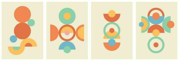 Playful backgrounds of abstract circle shapes. Brutal, modern, minimalist drawing. Geometric posters in a fashionable retro-brutalist style. Retro mini techno Schwartz style. vector