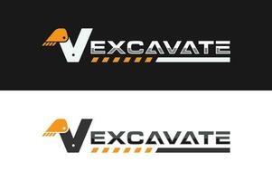 logotipo de la excavadora letra v vector