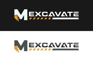 logotipo de la excavadora letra m vector