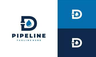 letter D pipe water logo vector