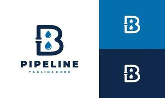 letter B pipe water logo vector