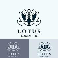 Floral Lotus line art beauty simple and modern logo template vector element