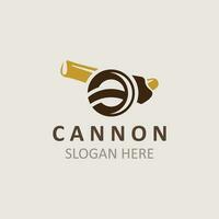 Cannon Artilery logo vintage image design. cannonball military logo concept vector
