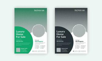 Luxury Home sale advertisement poster layout with two color variations, real estate flyer template design for housing or property business agencies. vector