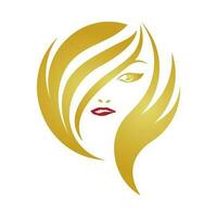 mujer belleza, salón, spa, pelo minimalista logo diseño vector