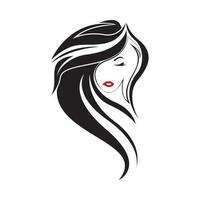 mujer belleza, salón, spa, pelo minimalista logo diseño vector