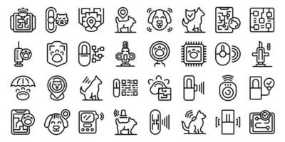 Microchip for pet icons set outline vector. Digital future vector