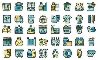 Waste sorting icons set vector flat