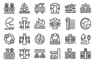Tidal energy icons set outline vector. Green ecology vector