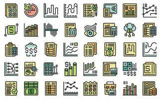 Financial report icons set vector flat