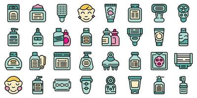 Mens skin care icons set vector flat