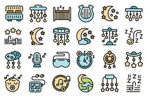 Lullaby icons set vector flat