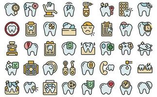 Toothache icons set vector flat