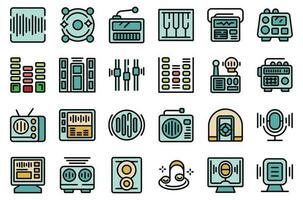 Radio room icons set vector flat