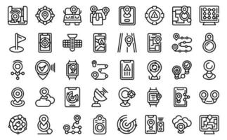 GPS tracker icons set outline vector. Car geolocation vector