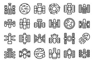 Hubble telescope icons set outline vector. Space globe vector