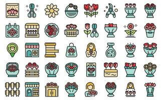 Florist icons set vector flat