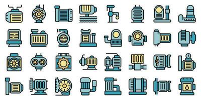 Submersible pump icons set vector flat