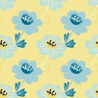 Simple chamomile flower seamless pattern. Decorative naive botanical wallpaper. Cute stylized flowers background. vector