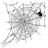 Scary black spider web isolated on white. Spooky halloween decoration. vector