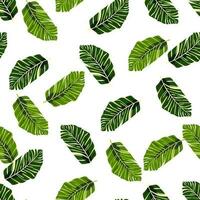 Abstract exotic plant seamless pattern. Botanical leaves wallpaper. Tropical pattern backdrop with palm leaf and floral motifs. vector