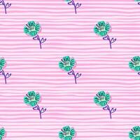 Stylized cute flower seamless pattern in simple style. Abstract floral endless background. vector