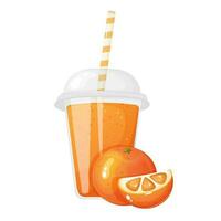 Smoothie decorated with orange. Freshness summer drink. White background isolated. vector