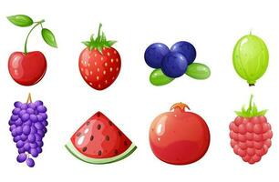 Cartoon style berries set. Game interface elements. vector