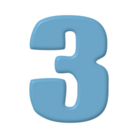 3 3D numbers element png