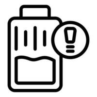 Low battery icon outline vector. Work process vector