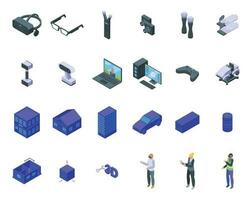 Architect of virtual reality icons set isometric vector. Digital ar vector