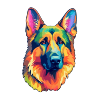 bunt Deutsche Schäfer Hund, Deutsche Schäfer Porträt, Hund Aufkleber Clip Kunst, Hund Liebhaber Design, ai generiert. png