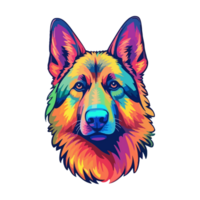 kleurrijk Duitse herder hond, Duitse herder portret, hond sticker klem kunst, hond minnaar ontwerp, ai gegenereerd. png