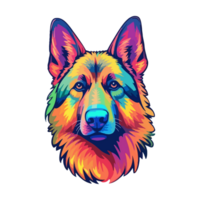 Colorful German shepherd Dog, German shepherd Portrait, Dog Sticker Clip art, Dog Lover design, . png