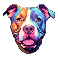 kleurrijk Amerikaans pit stier hond, Amerikaans pit stier portret, hond sticker klem kunst, hond minnaar ontwerp, ai gegenereerd. png